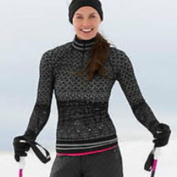 ATHLETA Diamond Peak Half Zip Wool Blend Long Sleeve Shirt Size Medium - Picture 1 of 8